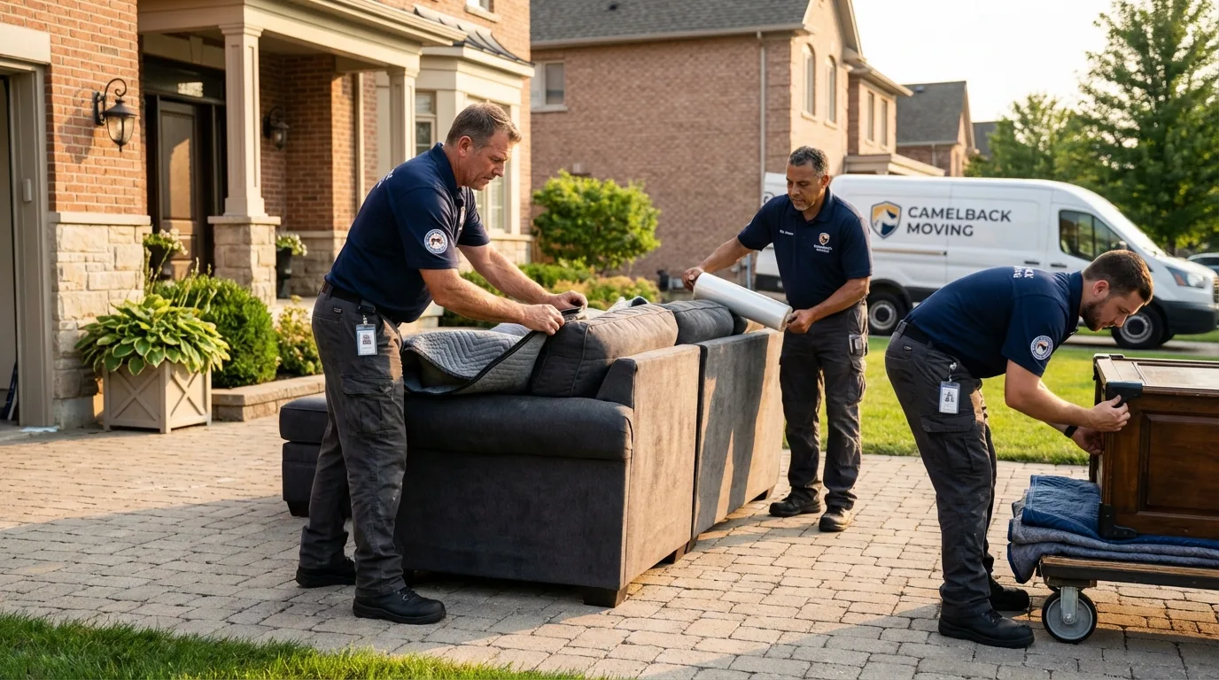Large estate moving crew wrapping furniture in Deatsville, AL