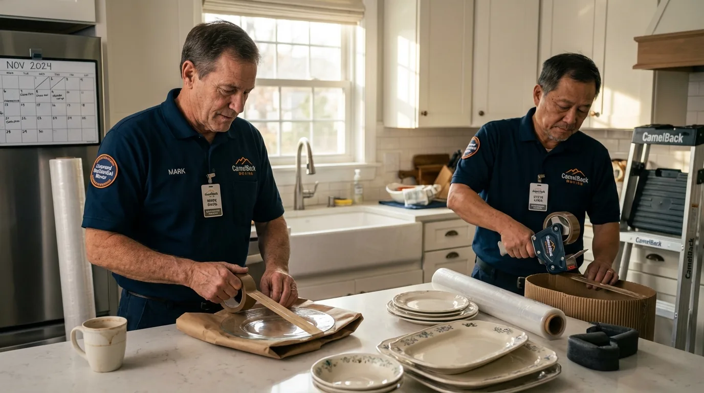 Professional crew packing kitchen dishware in Deatsville, AL